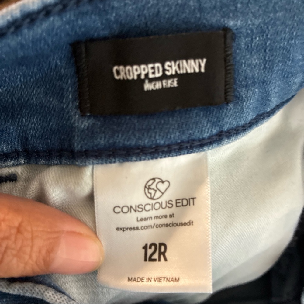 Express High Rise Blue Jeans with Button-Fly - Picture 3 of 9